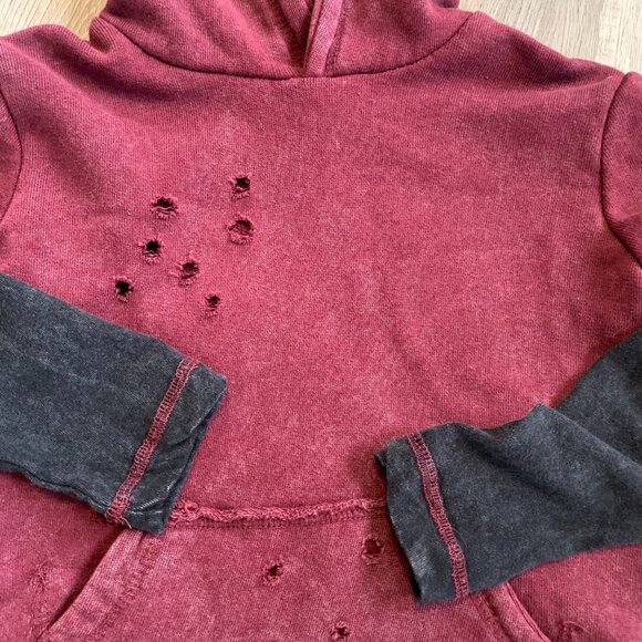 Joe's Jeans Distressed Grunge Hooded Sweatshirt 5 - Picture 3 of 4
